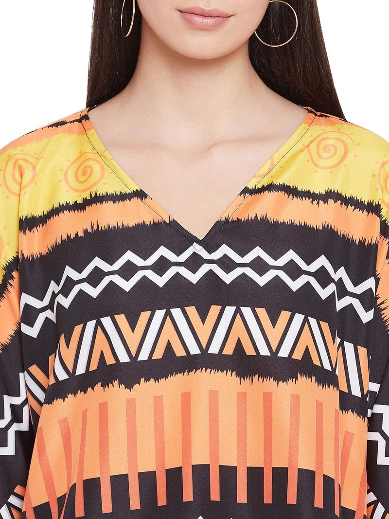 Oussum Short Caftans for Women Plus Size Kaftan Tunic Tops Polyester Summer Beach Clothing Mini Cover Ups Dress for Ladies - Image 3